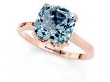Rose gold Cushion Cut Aquamarine Solitaire Ring with Flower Prong Setting and Classic Band_37
