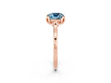 Rose gold Cushion Cut Aquamarine Solitaire Ring with Flower Prong Setting and Classic Band_38