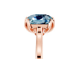 Rose gold Cushion Cut Aquamarine Solitaire Ring with Flower Prong Setting and Classic Band_41
