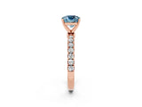 Rose gold Cushion Cut Aquamarine Solitaire Ring with Pavé Accents and Four-Prong Setting_2