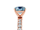 Rose gold Cushion Cut Aquamarine Solitaire Ring with Pavé Accents and Four-Prong Setting_5