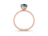 Rose gold Cushion Cut Aquamarine Solitaire Ring with Pave Band and Four Prong Setting_27