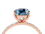 Rose gold Cushion Cut Aquamarine Solitaire Ring with Pave Band and Four Prong Setting_28