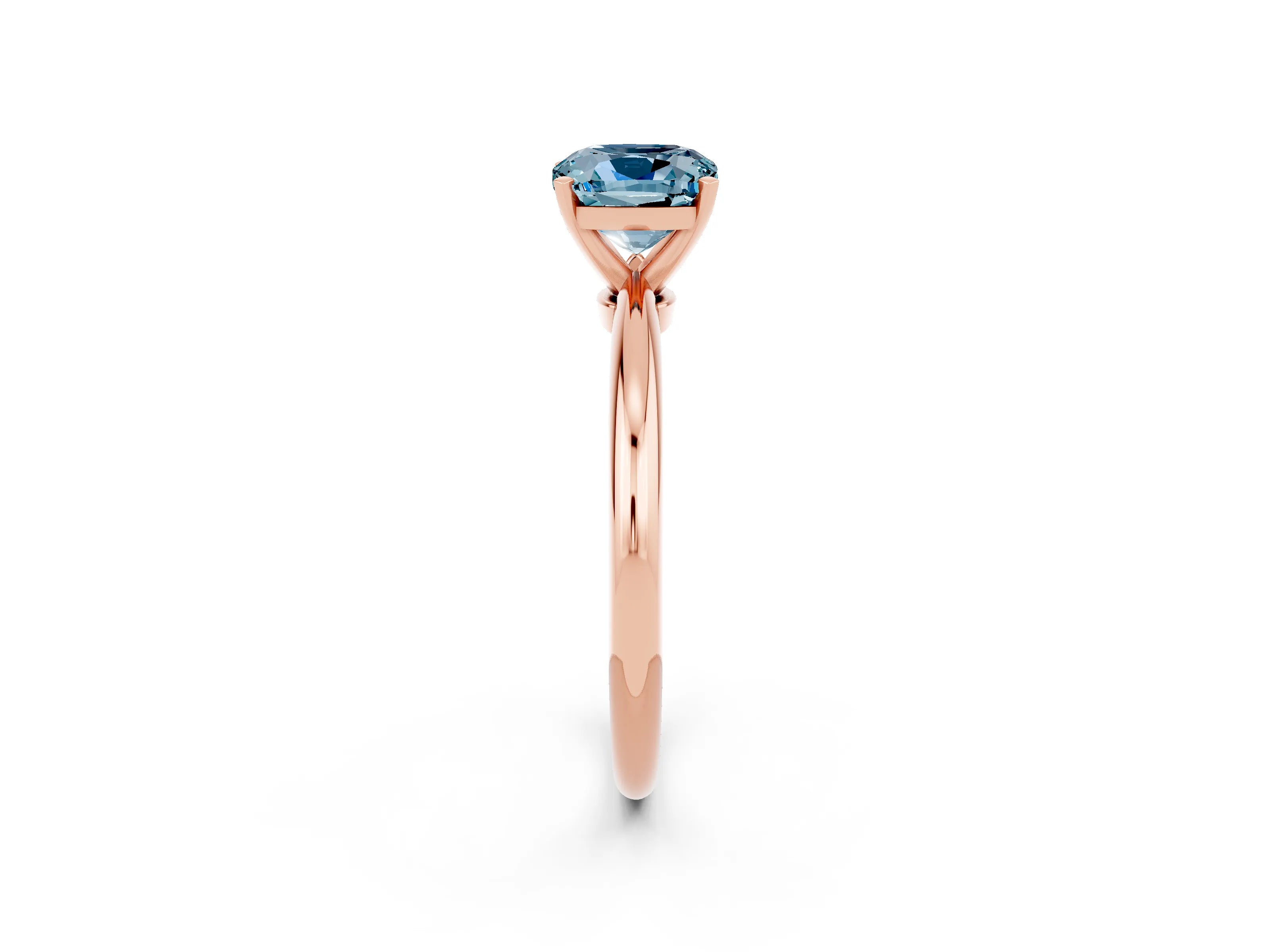 Rose gold Cushion Cut Aquamarine Solitaire Ring with Six-Prong Setting and Classic Band_2