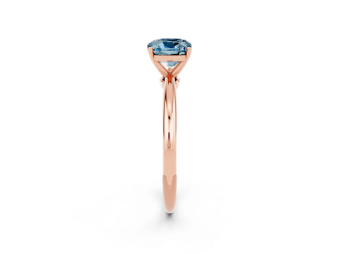 Rose gold Cushion Cut Aquamarine Solitaire Ring with Six-Prong Setting and Classic Band_2