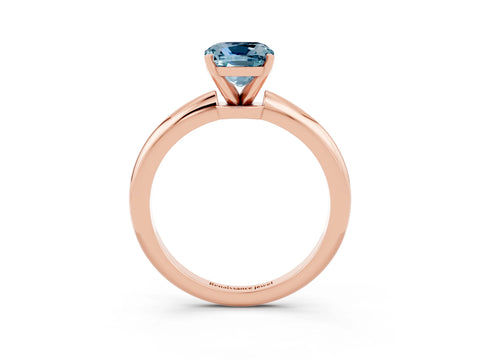 Rose gold Cushion Cut Aquamarine Solitaire Ring with Six-Prong Setting and Classic Band_3