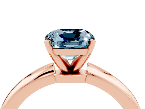 Rose gold Cushion Cut Aquamarine Solitaire Ring with Six-Prong Setting and Classic Band_4