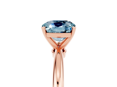 Rose gold Cushion Cut Aquamarine Solitaire Ring with Six-Prong Setting and Classic Band_5