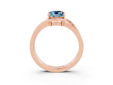 Rose gold Cushion Cut Aquamarine Solitaire Ring with Split Shank and Prong Setting_3