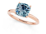 Rose gold Cushion Cut Aquamarine Solitaire Ring with Thin Band and Four-Prong Setting_1