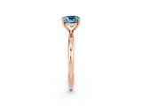 Rose gold Cushion Cut Aquamarine Solitaire Ring with Thin Band and Four-Prong Setting_2