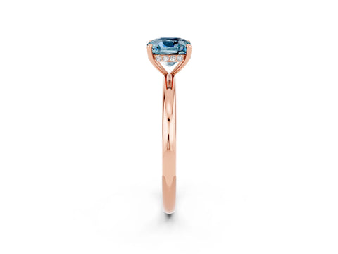 Rose gold Cushion Cut Aquamarine Solitaire Ring with Thin Band and Four-Prong Setting_2
