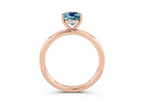 Rose gold Cushion Cut Aquamarine Solitaire Ring with Thin Band and Four-Prong Setting_3