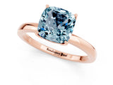 Rose gold Cushion Cut Aquamarine Solitaire Ring with Thin Band and Prong Setting_13