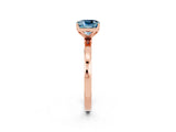 Rose gold Cushion Cut Aquamarine Solitaire Ring with Thin Band and Prong Setting_14