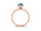 Rose gold Cushion Cut Aquamarine Solitaire Ring with Thin Band and Prong Setting_15