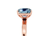 Rose gold Cushion Cut Aquamarine Solitaire Ring with Thin Band and Prong Setting_17