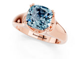 Rose gold Cushion Cut Aquamarine Solitaire Ring with Wide Band and Prong Setting_1