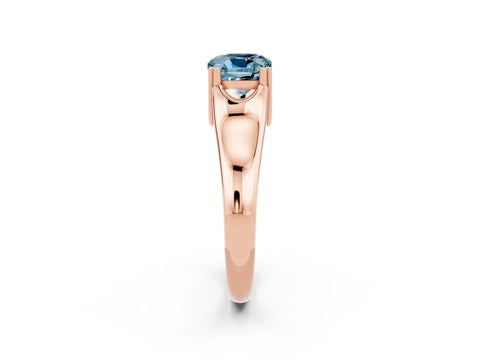Rose gold Cushion Cut Aquamarine Solitaire Ring with Wide Band and Prong Setting_2