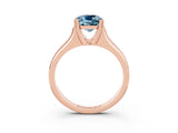 Rose gold Cushion Cut Aquamarine Solitaire Ring with Wide Band and Prong Setting_3