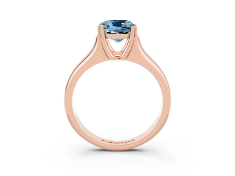 Rose gold Cushion Cut Aquamarine Solitaire Ring with Wide Band and Prong Setting_3