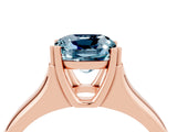 Rose gold Cushion Cut Aquamarine Solitaire Ring with Wide Band and Prong Setting_4