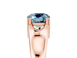 Rose gold Cushion Cut Aquamarine Solitaire Ring with Wide Band and Prong Setting_5