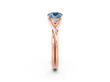Rose gold Cushion Cut Aquamarine Solitaire Twist Band Prong Setting Ring_50
