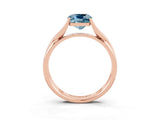 Rose gold Cushion Cut Aquamarine Solitaire Twist Band Prong Setting Ring_51
