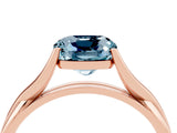 Rose gold Cushion Cut Aquamarine Solitaire Twist Band Prong Setting Ring_52