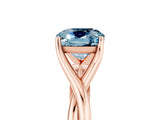 Rose gold Cushion Cut Aquamarine Solitaire Twist Band Prong Setting Ring_53