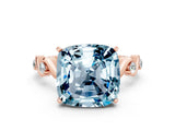 Rose gold Cushion Cut Aquamarine Solitaire Twisted Band with Round  Accents and Prong Setting_12