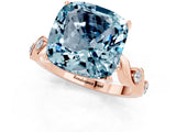 Rose gold Cushion Cut Aquamarine Solitaire Twisted Band with Round  Accents and Prong Setting_13