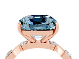 Rose gold Cushion Cut Aquamarine Solitaire Twisted Band with Round  Accents and Prong Setting_16