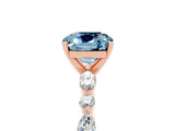 Rose gold Cushion Cut Aquamarine Solitaire with Side Stones on a Pavé Band and Four-Prong Setting_5
