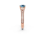 Rose gold Cushion Cut Aquamarine Split Shank Engagement Ring with Pavé Band_2