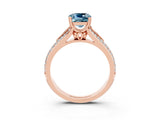 Rose gold Cushion Cut Aquamarine Split Shank Engagement Ring with Pavé Band_3