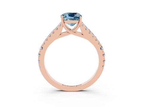 Rose gold Cushion Cut Aquamarine Split Shank Pavé Engagement Ring with Four-Prong Setting_15