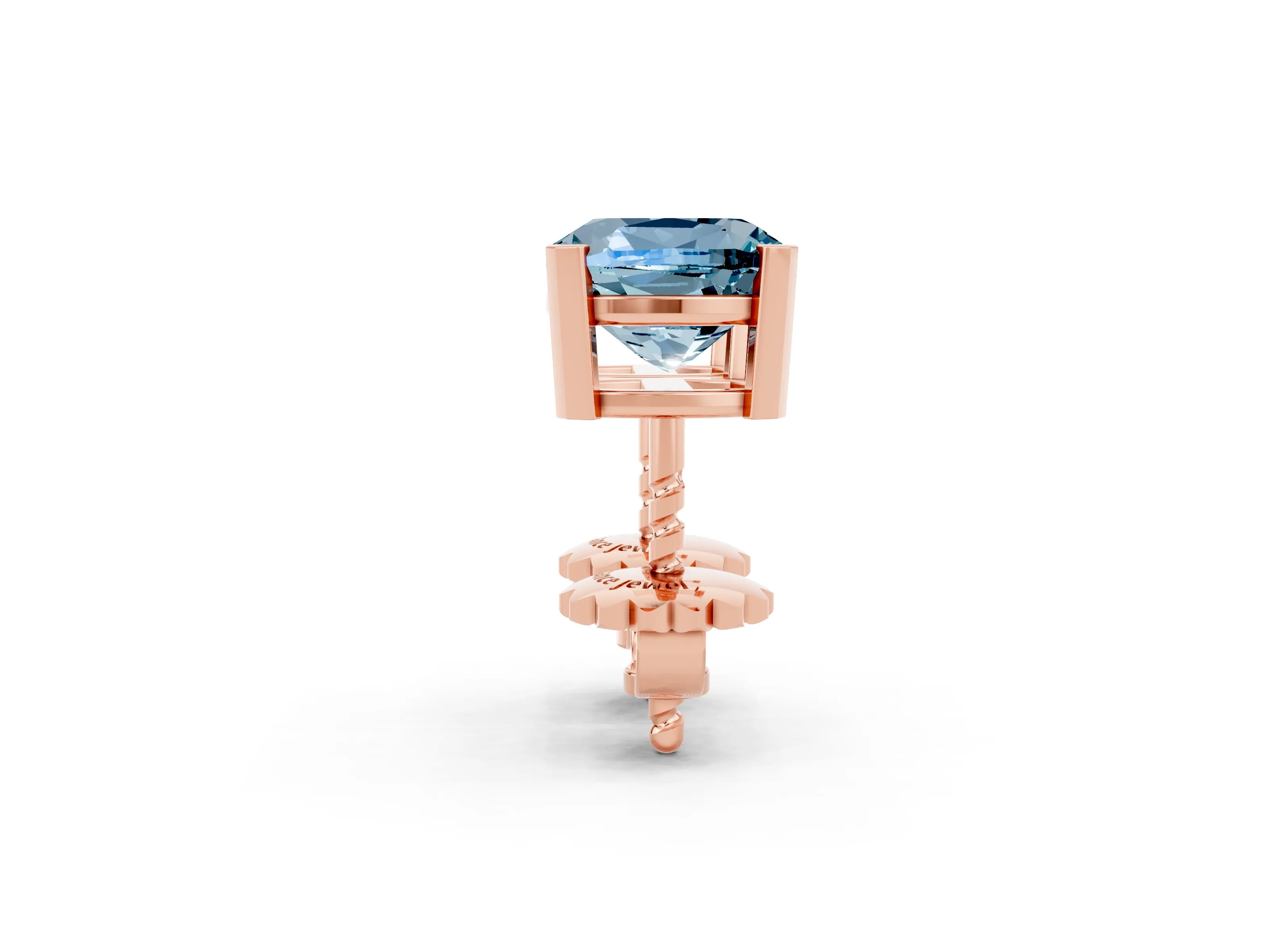 Rose gold Cushion Cut Aquamarine Stud Earrings_14
