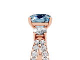 Rose gold Cushion Cut Aquamarine Three-Stone Ring with Pavé Split Shank and Four-Prong Setting_17