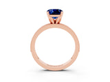 Rose gold Cushion Cut Blue Sapphire Milgrain Pavé Engagement Ring with Four-Prong Setting_15