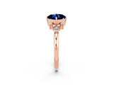 Rose gold Cushion Cut Blue Sapphire Ring with Side Stones and Four-Prong Setting_38