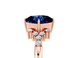 Rose gold Cushion Cut Blue Sapphire Ring with Side Stones and Four-Prong Setting_41