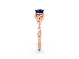 Rose gold Cushion Cut Blue Sapphire Solitaire Celtic Knot Ring with Four-Prong Setting_14