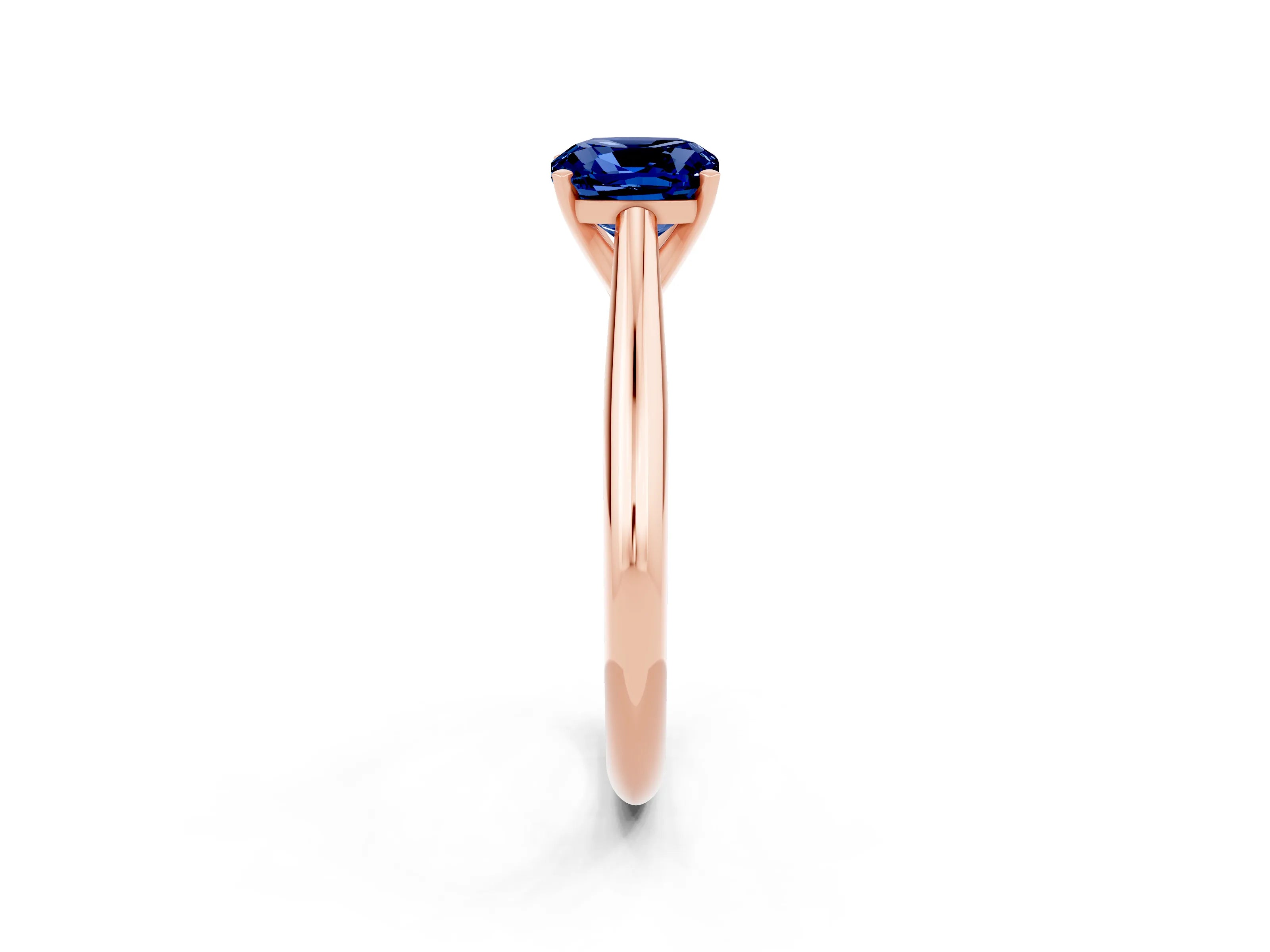 Rose gold Cushion Cut Blue Sapphire Solitaire Engagement Ring with Cathedral Setting and Four-Prong Mount_14
