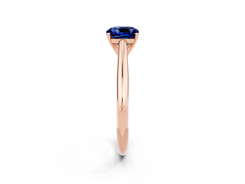 Rose gold Cushion Cut Blue Sapphire Solitaire Engagement Ring with Cathedral Setting and Four-Prong Mount_14