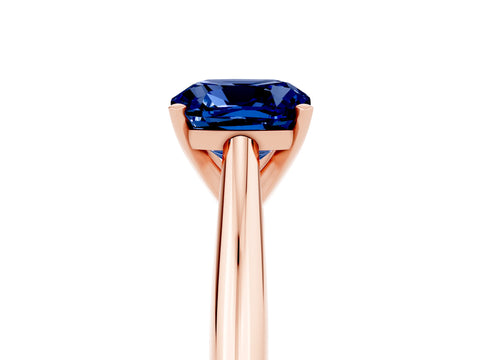 Rose gold Cushion Cut Blue Sapphire Solitaire Engagement Ring with Cathedral Setting and Four-Prong Mount_17