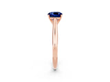 Rose gold Cushion Cut Blue Sapphire Solitaire Engagement Ring with Cathedral Setting and Four-Prong Mount_26