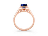 Rose gold Cushion Cut Blue Sapphire Solitaire Engagement Ring with Cathedral Setting and Four-Prong Mount_27