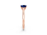 Rose gold Cushion Cut Blue Sapphire Solitaire Engagement Ring with Cathedral Setting and Four-Prong Mount_32